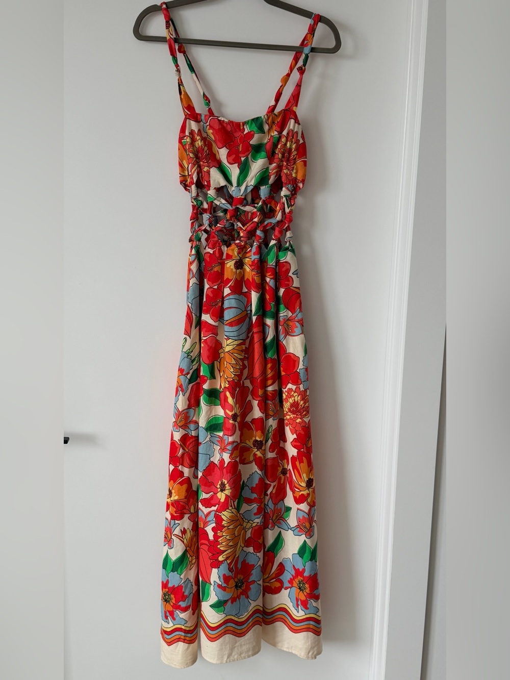 FARM RIO ANTHROPOLIGIE Floral Red Multicolor Summer Maxi Dress